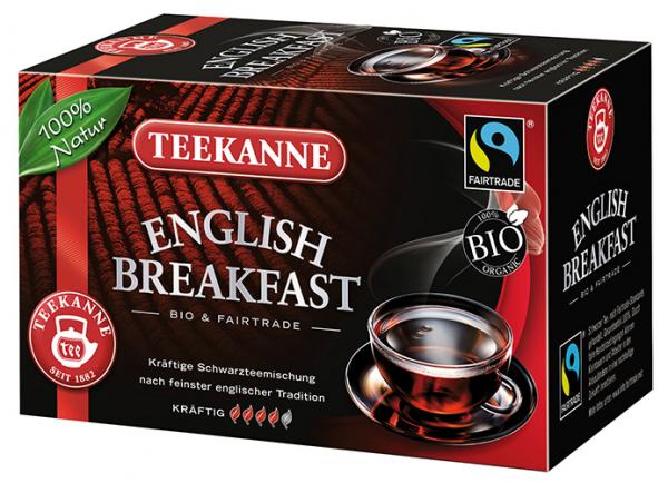 Teekanne Fairtrade English Breakfast, Bio-Schwarztee-Mischung, Teebeutel im Kuvert