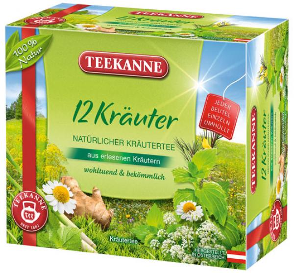 Teekanne 12 Kräuter, Kräutertee, 40 Teebeutel im Kuvert