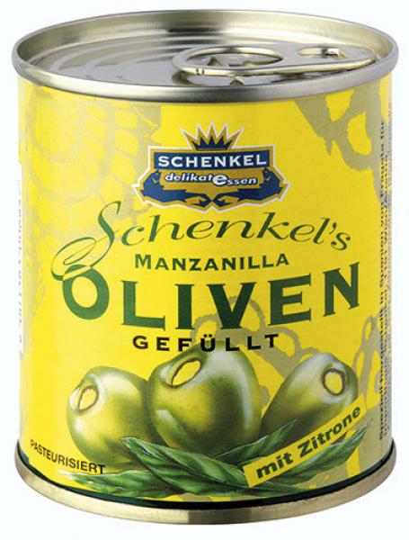 Schenkel Oliven "Manzanilla" grün, mit Zitronen-Füllung, aus Spanien