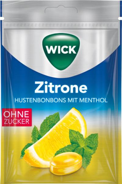 Wick Zitrone zuckerfrei, Hustenbonbons mit Menthol