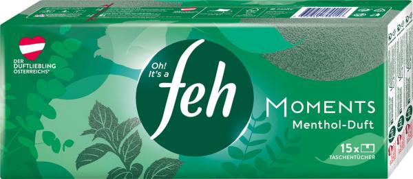 Feh moments Menthol-Duft Taschentücher, 4-lagig, 15 x 9 Stück