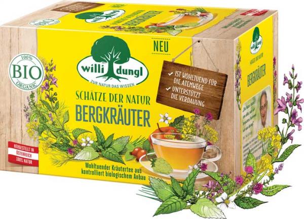 Willi Dungl Bio Tee Schätze der Natur Bio Bergkräuter, Bio-Kräutertee, 20 Teebeutel im Kuvert