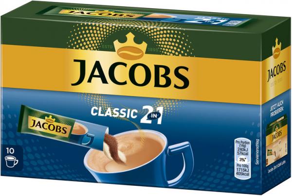 Jacobs 2in1, Löskaffee-Sticks mit Kaffeeweisser, 10 Portionen