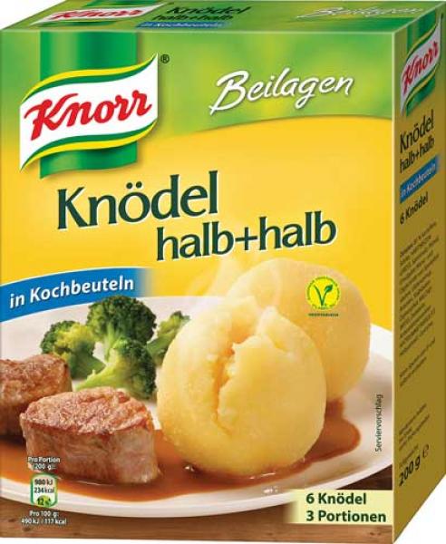 Knorr Beilagen Kartoffelknödel halb+halb, 6 Stück, in Kochbeuteln