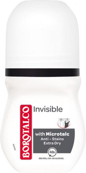 Borotalco Invisible, 48h Deo Roll-on mit Mikrotalk, 0 % Alkohol, Anti-Transpirant/Anti-Perspirant