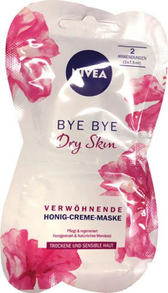 Nivea Bye Bye Dry Skin Verwöhnende Honig-Creme-Maske, Gesichtsmaske für trockene und sensible Haut, 2 Anwendungen, 15ml