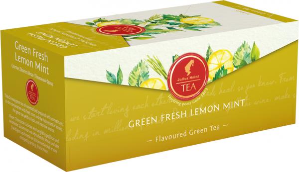Julius Meinl BIO Tee Green Fresh Lemon Mint, China Green Zitrone Minze, Grüner Tee, 25 Teebeutel im Kuvert,