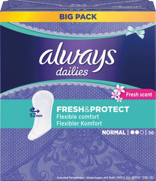 Always dailies 3in1 Fresh & Protect Normal Frischeduft, Slipeinlagen