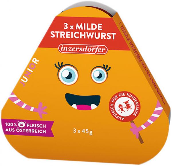 Inzersdorfer Junior Milde Streichwurst, 3 x 45 g