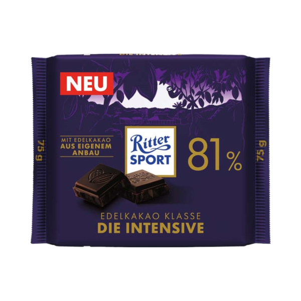 Ritter Sport Edelkakao-Klasse Die Intensive 81%, 75g Produktbild, Vorderseite der Verpackung