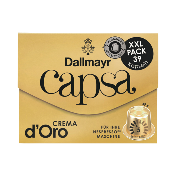 Dallmayr Capsa Crema d Oro 5 XXL, Nespresso kompatibel, 39 Aluminium Kaffeekapseln, 218g