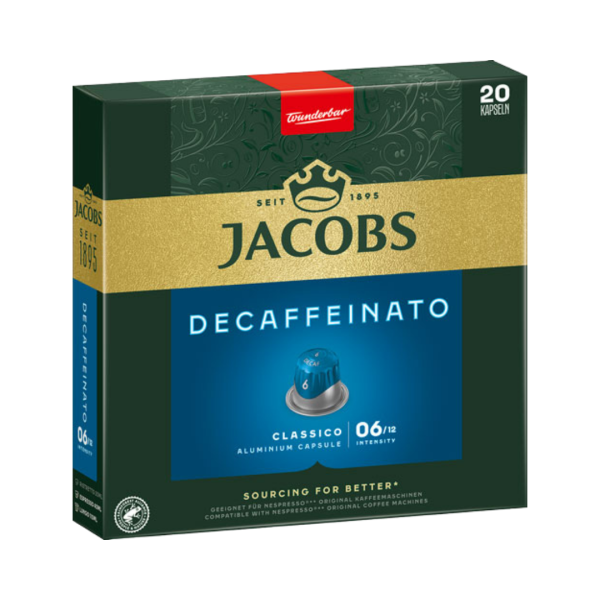 Jacobs Classico Decaffeinato 6, koffeinfrei, Nespresso kompatibel, 20 Aluminium Kaffeekapseln, 104g