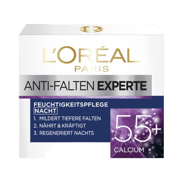 Loreal 55plus Calcium Anti ­Falten Experte Feuchtigkeitspflege Nacht, 50ml