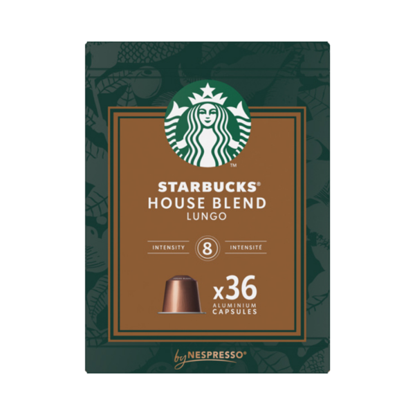 Starbucks House Blend Lungo 8 XXL, Nespresso kompatibel, 36 Aluminium Kaffeekapseln, 187g
